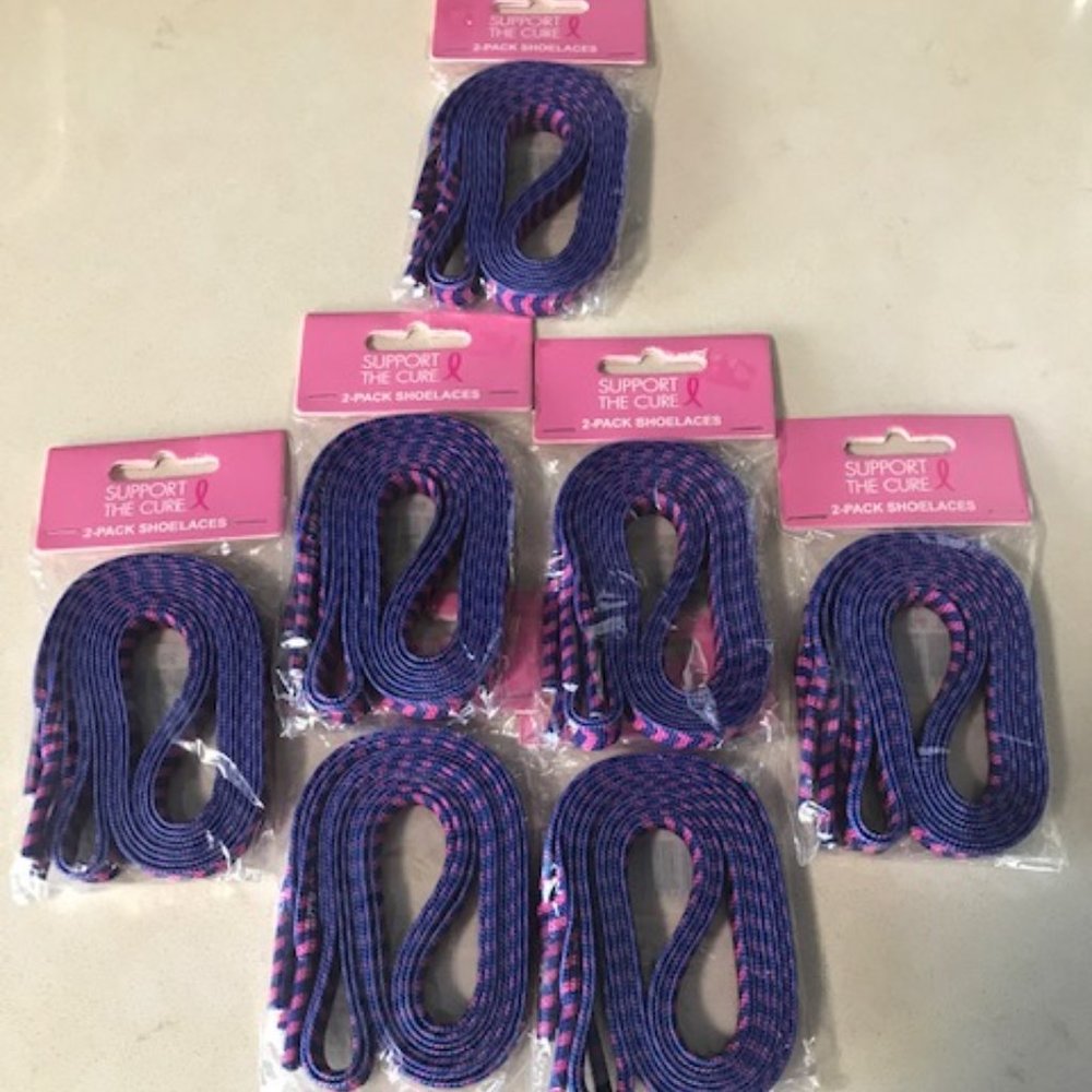 Lot of 7 packs - 2 laces each of Support the Cure for Breast cancer 14 laces NEW